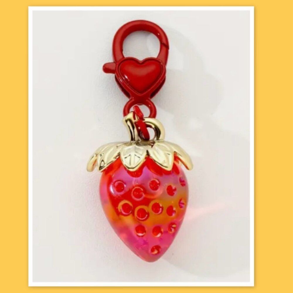 Resin 3D Strawberry Keychain Charm, Strawberry Zipper Pull, Strawberry Bag Charm